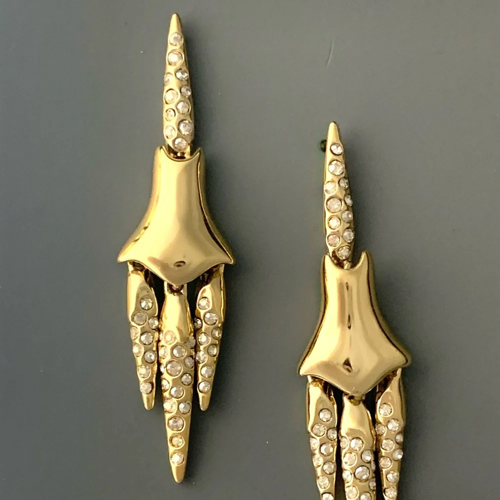 ALEXIS BITTAR • RARE Miss Havisham Swarovski Crystal Encrusted Drop Earrings